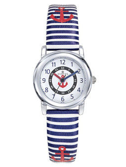 Montre enfant Certus bleue et blanche motifs ancres 647711 - style marin