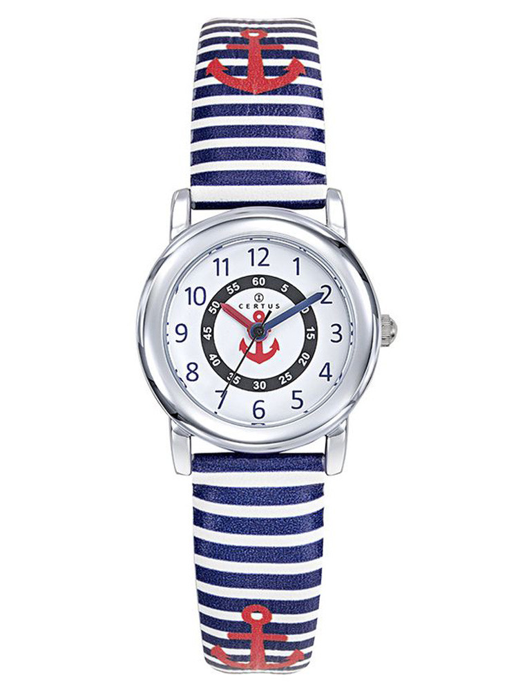 Montre enfant Certus bleue et blanche motifs ancres 647711 - style marin
