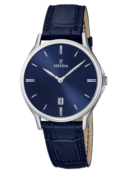 Montre Homme bracelet cuir bleu Festina cadran bleu F16745/3 - style élégant