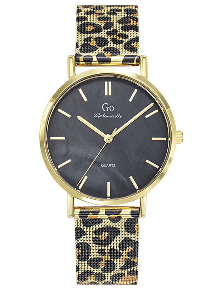 Montre femme léopard cadran nacre noire Go 695680 - style sauvage