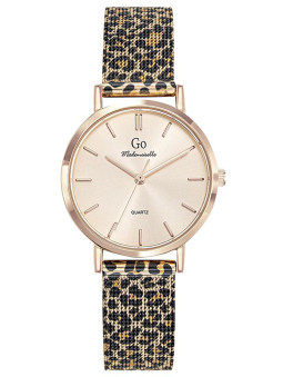 Montre femme dorée rose léopard Go 695675 - style sauvage