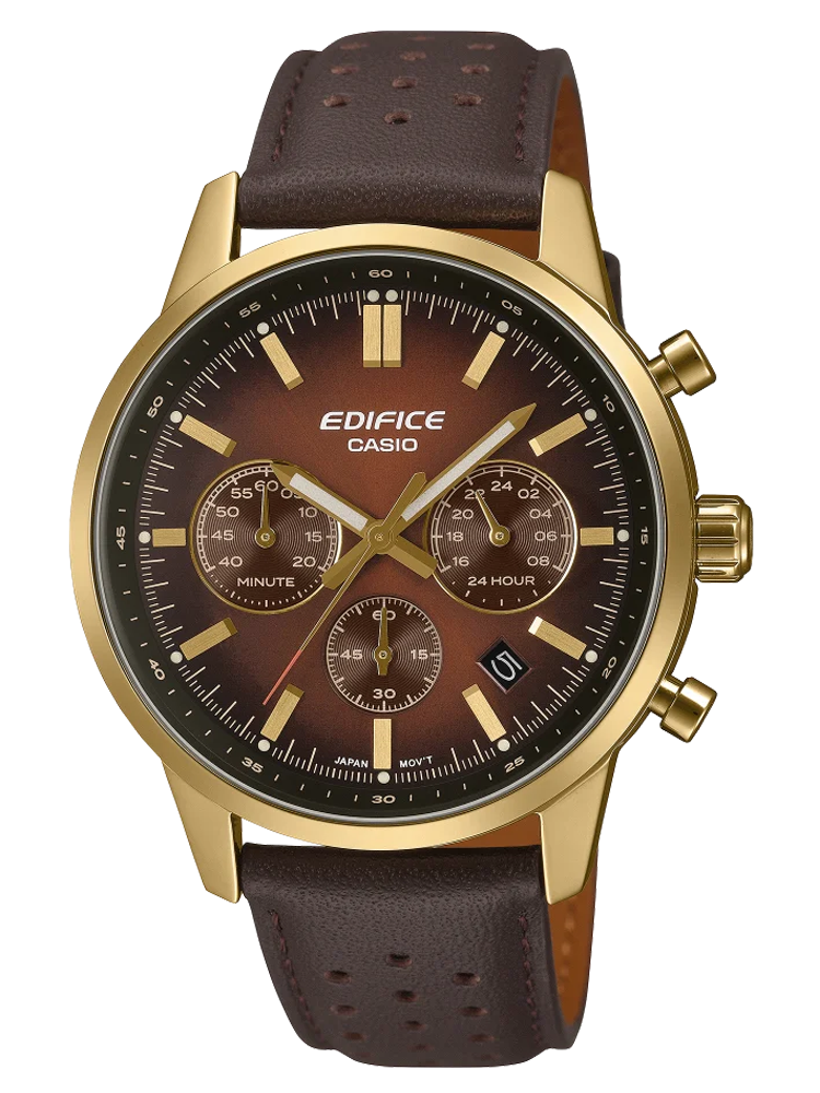 Montre homme chronographe bracelet cuir marron Casio EFR-575CL-5AEF - Style sport