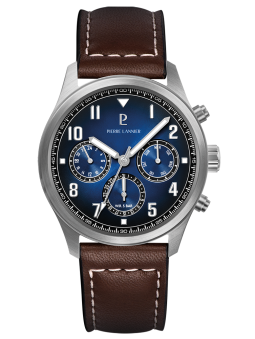 Montre homme aviateur multifonctions Pierre Lannier bracelet cuir 257H164 - Style aviateur