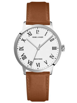 Montre homme bracelet cuir marron Pierre Lannier 255G104 - Style classique chiffres romains