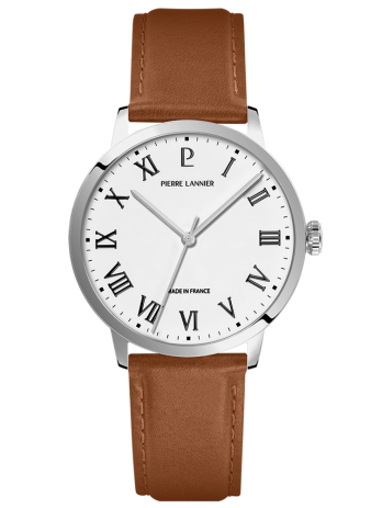 Montre homme bracelet cuir marron Pierre Lannier 255G104 - Style classique chiffres romains