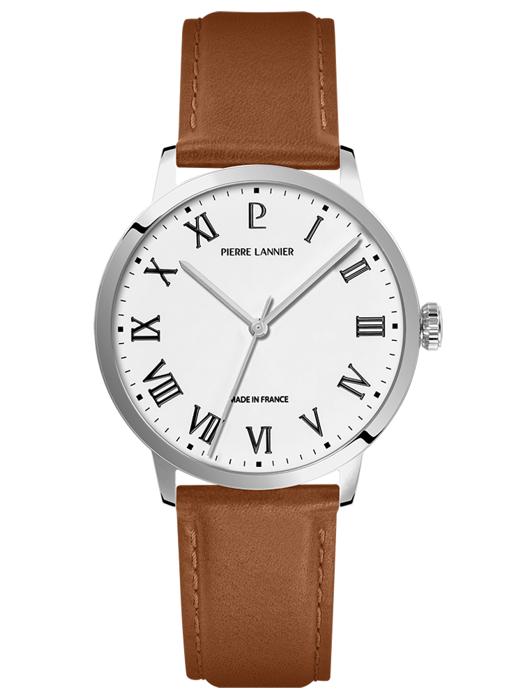 Montre homme bracelet cuir marron Pierre Lannier 255G104 - Style classique chiffres romains