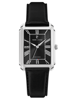 Montre homme rectangulaire cuir noir Pierre Lannier 212G133 - Chiffres Romains style classique