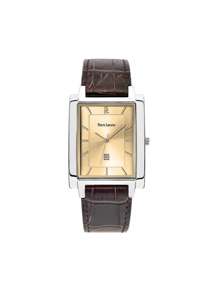 Montre homme Pierre Lannier rectangulaire cuir marron