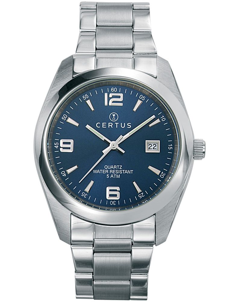 Montre homme Certus acier et fond bleu