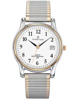 Montre grise argentée de style vintage. Cadran blanc chiffré. Joli bracelet extensible. Certus 616366