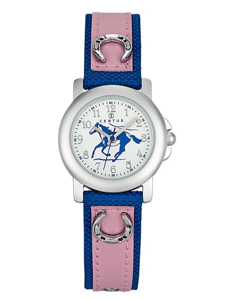 Montre enfant rose et bleu motif cheval - Certus