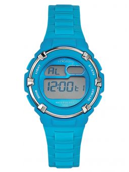 Ancienne montre plastique toute bleue, mixte, de la marque Tekday. Code article 653800 - Hors Collection