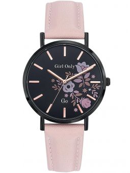 Montre femme Go rose cadran fleuri