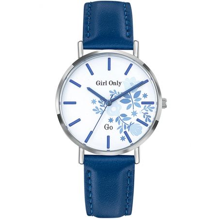 Montre femme Go bleue cadran fleuri